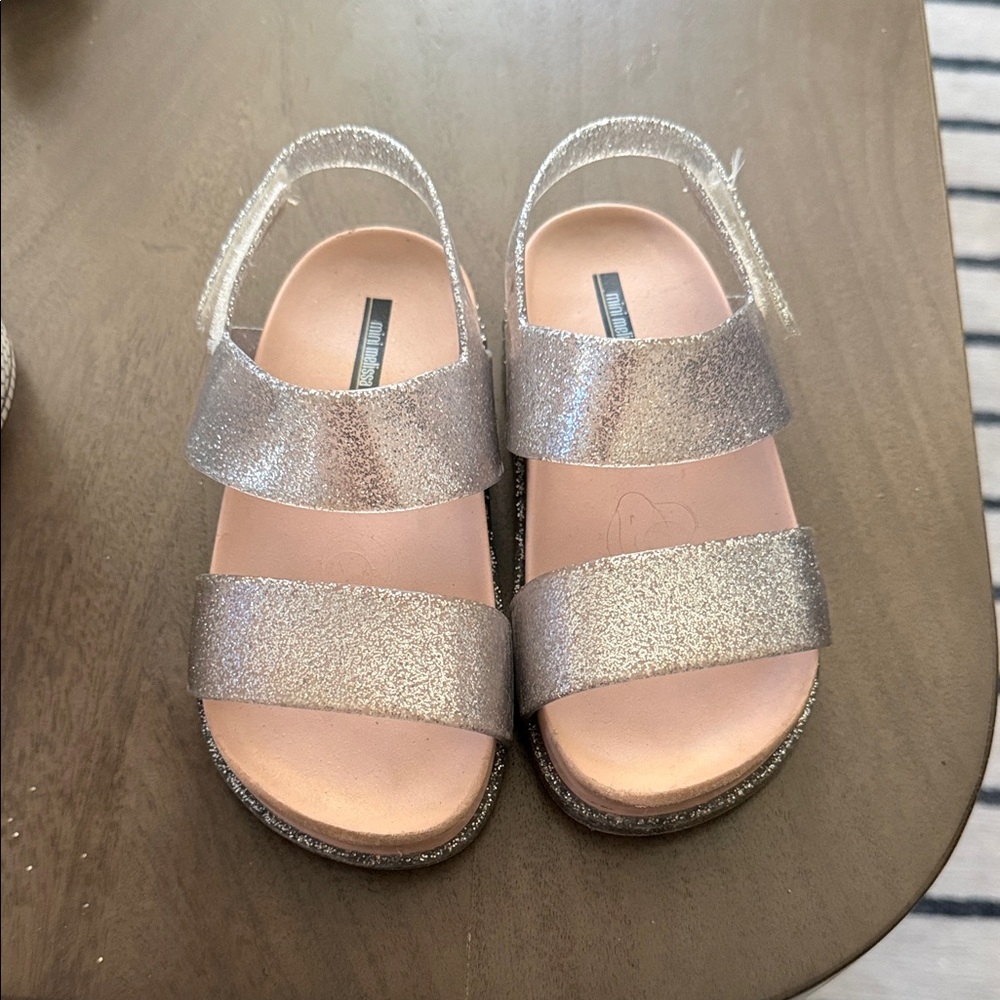 Silver Glitter Kids Sandals mini Melissa